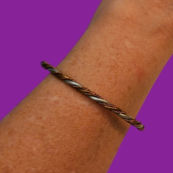 3/$30 Mixed Metal Copper Two-tone Twist Braided Therapeutic Cuff Bracelet - Picture 1 of 5